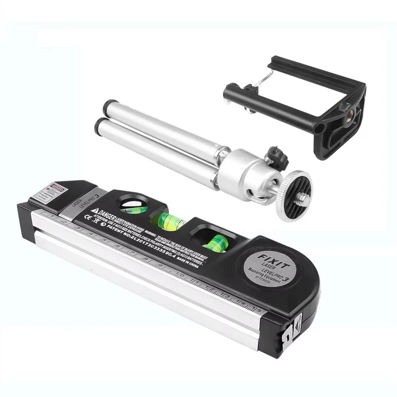 Ferramenta de linha de nível a laser e tripé multiuso kit de nível a laser padrão linha cruzada nivelador laser 8 pés fita métrica régua