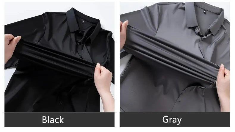 Premium Men's Ultra Stretch Dress Shirts Long Sleeve High Quality Business Formal Wrinkle-free Soft White Social Male Clothing