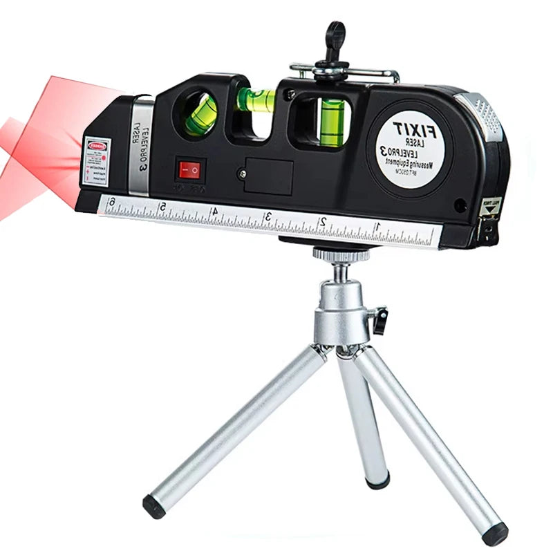 Ferramenta de linha de nível a laser e tripé multiuso kit de nível a laser padrão linha cruzada nivelador laser 8 pés fita métrica régua